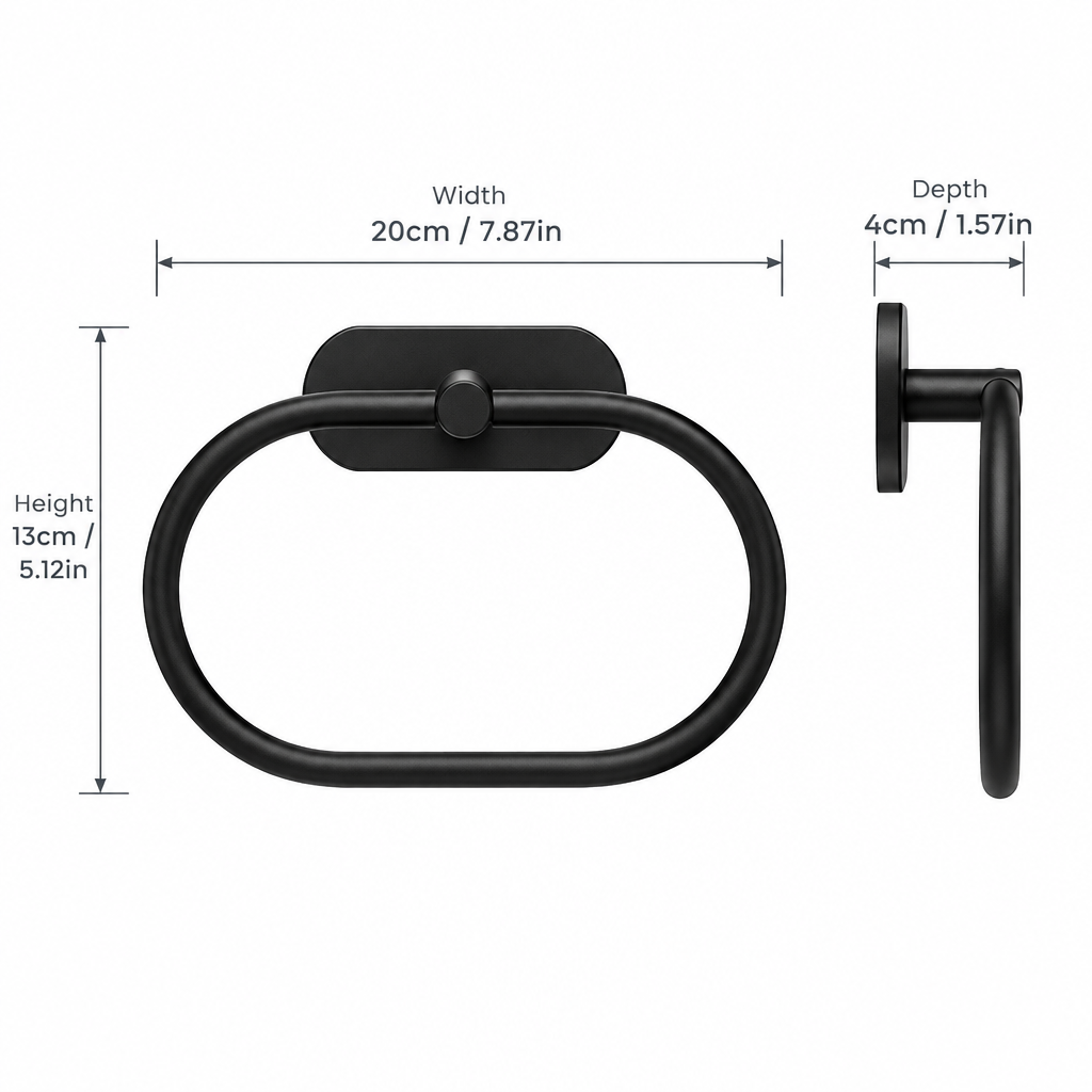 Self-Adhesive Stainless Steel Towel Ring – No Drill, 180° Rotating