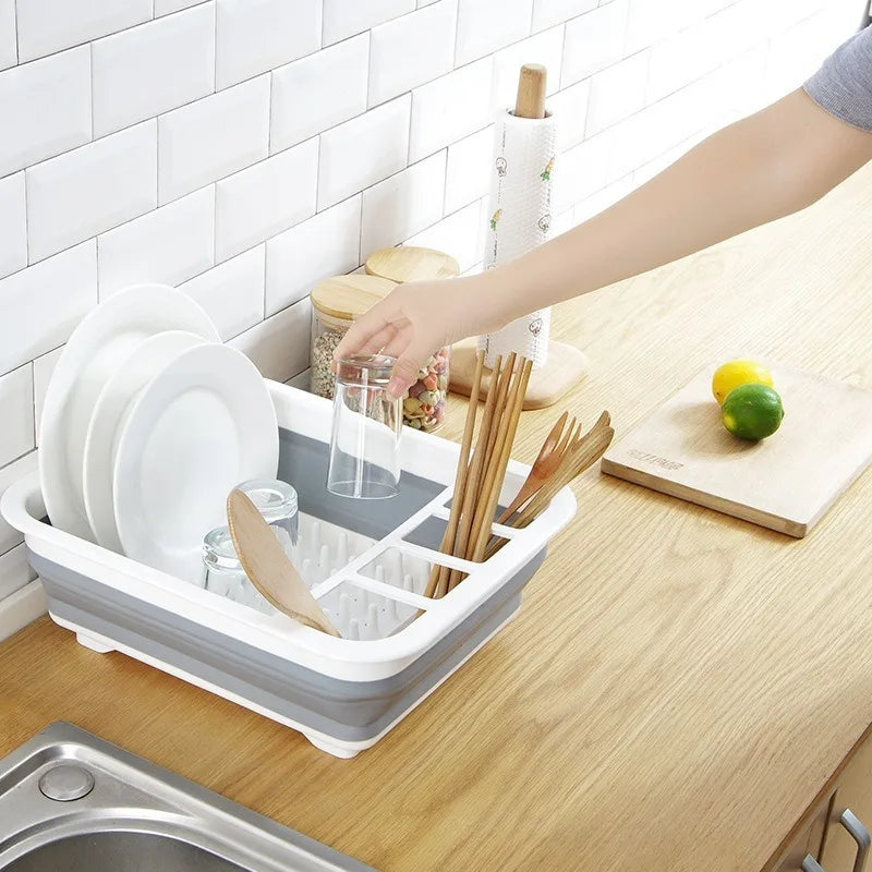Collapsible Caravan Draining Basket — Compact, Space-Saving Utensil Rack