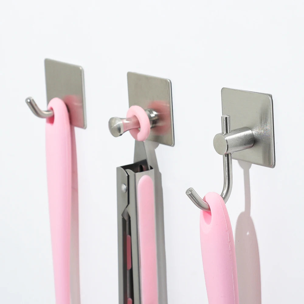 Robe Hook Wall Towel Hook Stainless Steel Coat Hook Rustproof Strong sticky Hook Hanger for Bathroom Kitchen Hardware