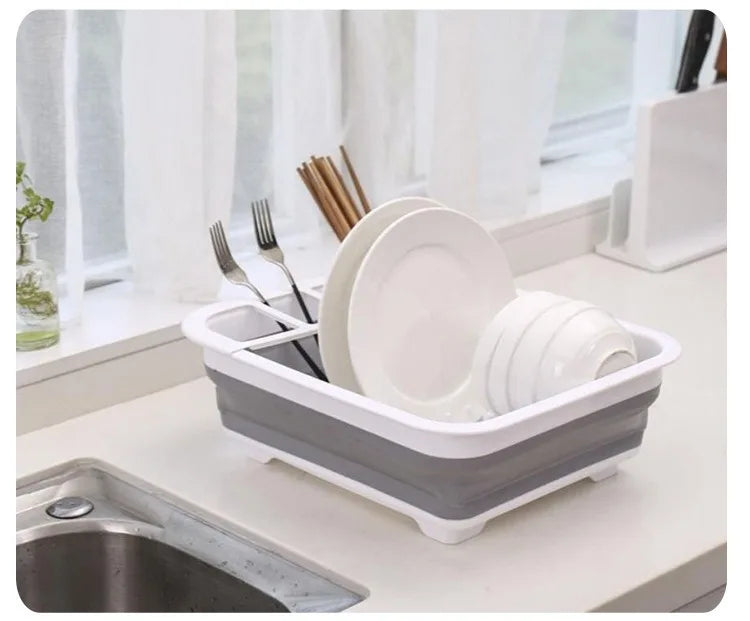 Collapsible Caravan Draining Basket — Compact, Space-Saving Utensil Rack