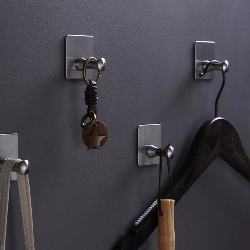 Robe Hook Wall Towel Hook Stainless Steel Coat Hook Rustproof Strong sticky Hook Hanger for Bathroom Kitchen Hardware