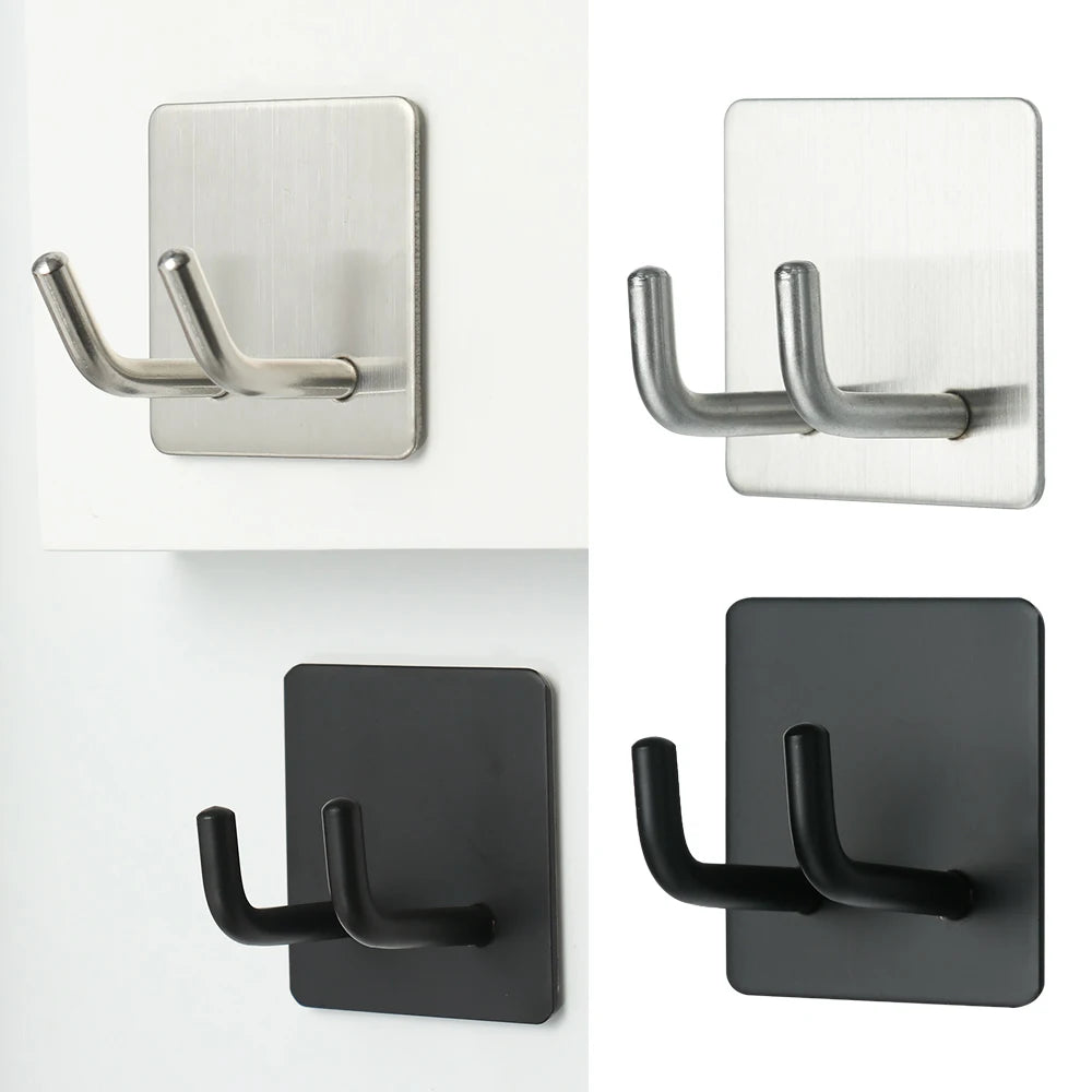 Robe Hook Wall Towel Hook Stainless Steel Coat Hook Rustproof Strong sticky Hook Hanger for Bathroom Kitchen Hardware