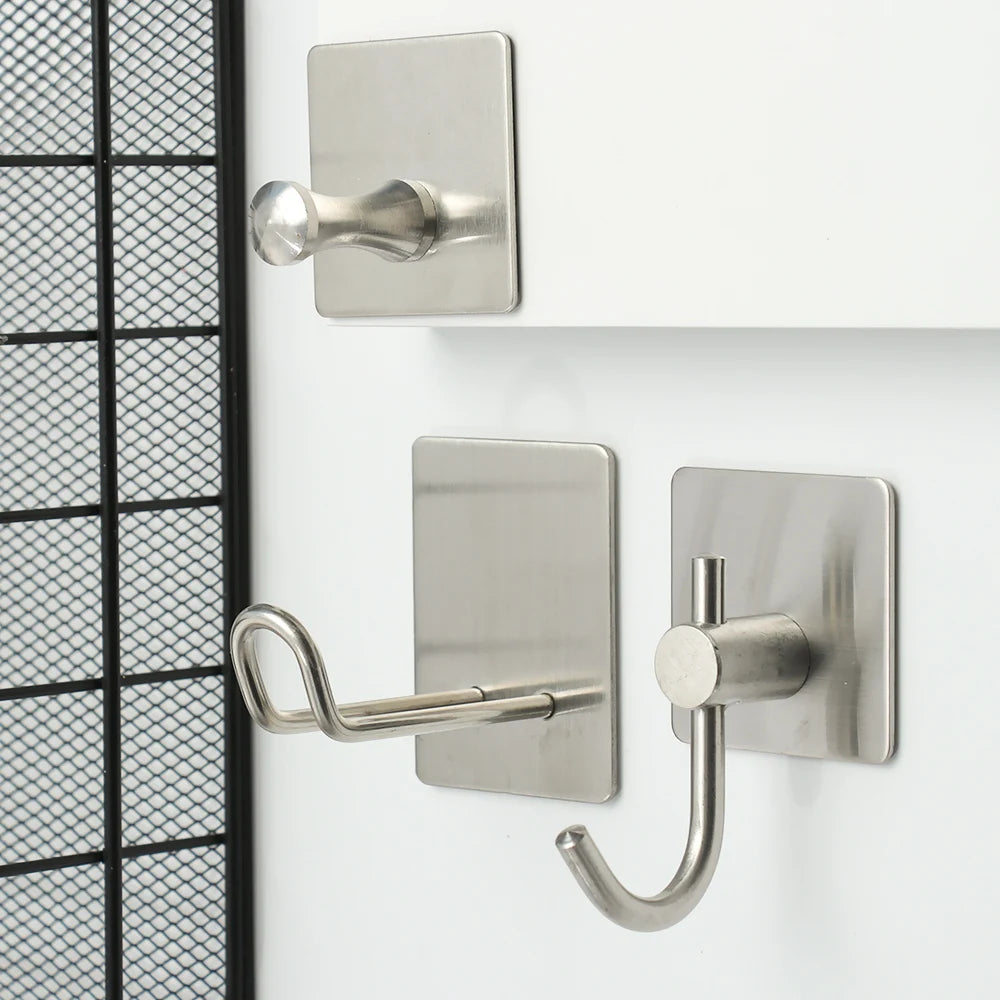 Robe Hook Wall Towel Hook Stainless Steel Coat Hook Rustproof Strong sticky Hook Hanger for Bathroom Kitchen Hardware