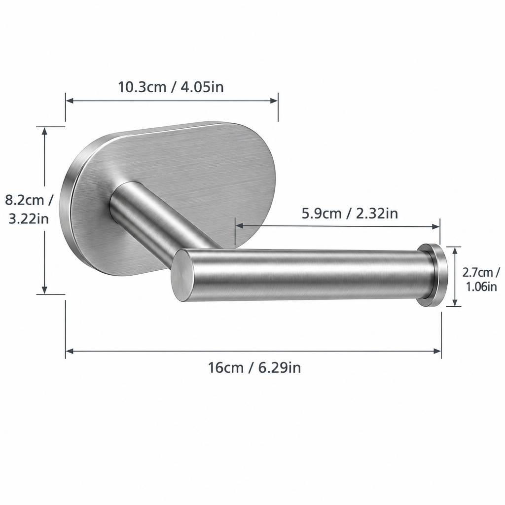 Self-Adhesive Toilet Roll Holder – No Drill, Stainless Steel