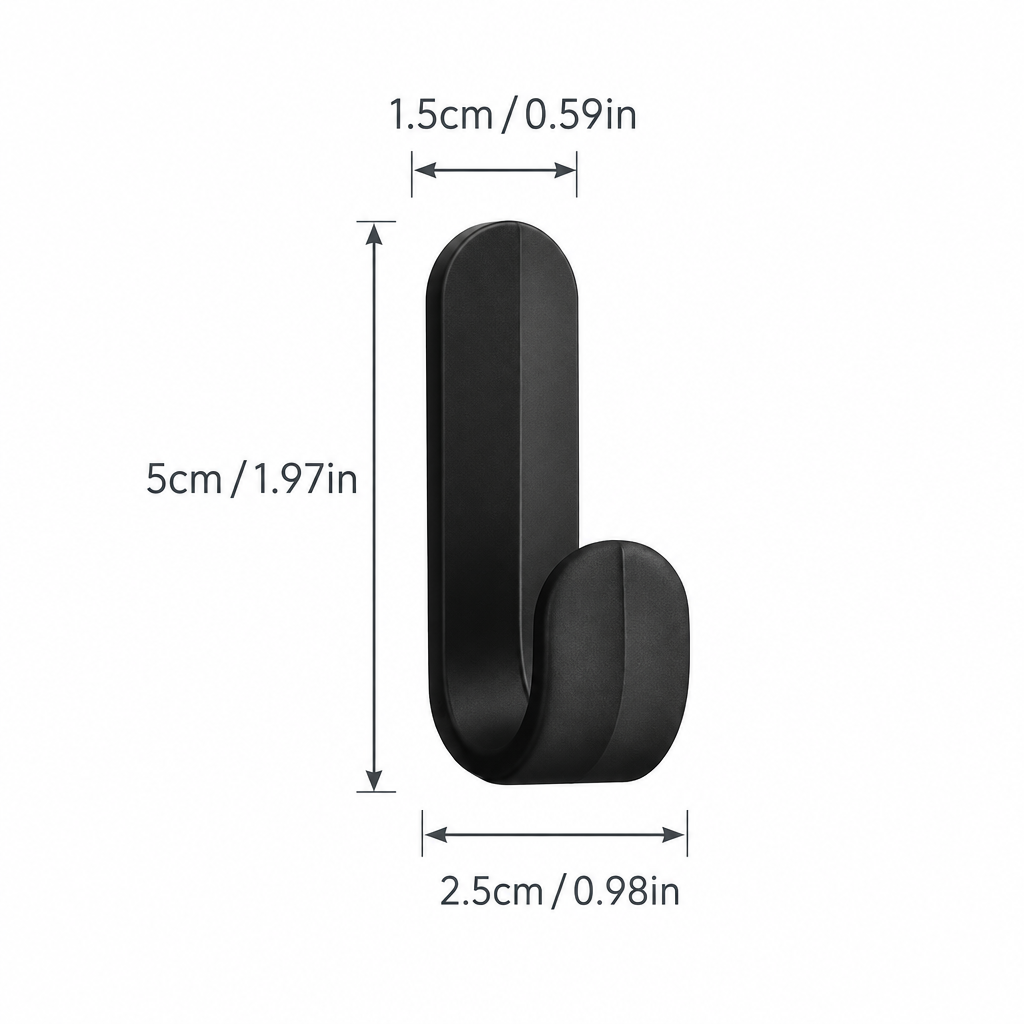 Self-Adhesive J-Hooks (Pack of 6)– No Drill, Waterproof Wall Hooks