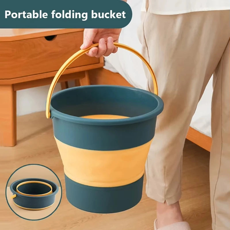 5/10/17L Portable Folding Bucket Multifunctional Thickened Silicone Bucket for Car Washing and Fishing Camping Folding Bucket