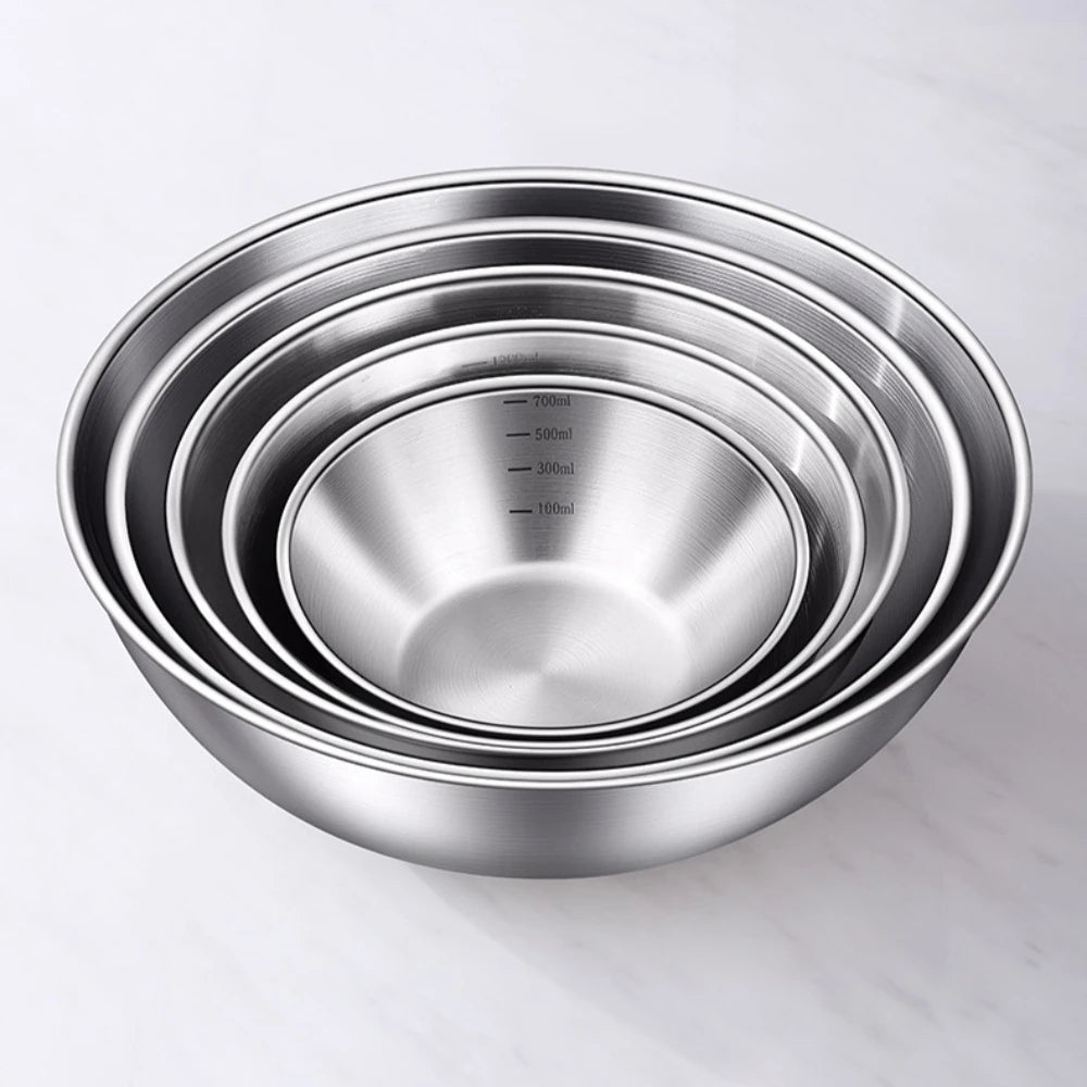 3pcs Stainless Steel Bowl Set with Scale for Cooking Baking Food Storage Large Capacity Mixing Bowls for Home Kitchen Essentials
