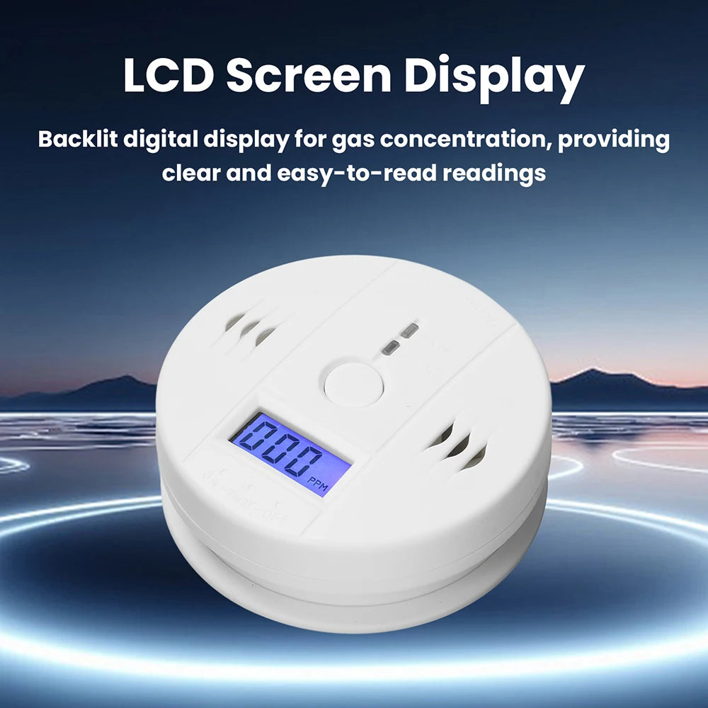 Carbon Monoxide Detector Household Smoke Alarm Gas Leak Detector High Sensitive Warning LCD Display CO Alarm Tester
