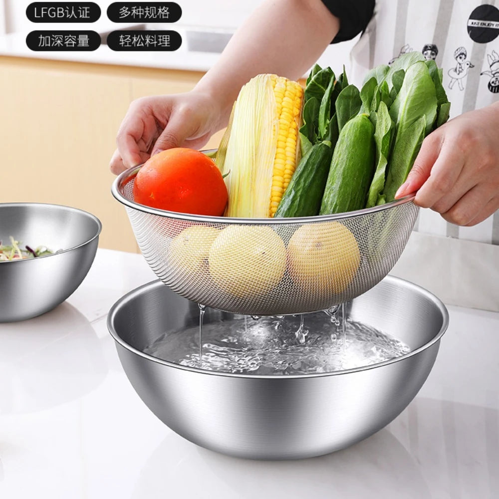 3pcs Stainless Steel Bowl Set with Scale for Cooking Baking Food Storage Large Capacity Mixing Bowls for Home Kitchen Essentials