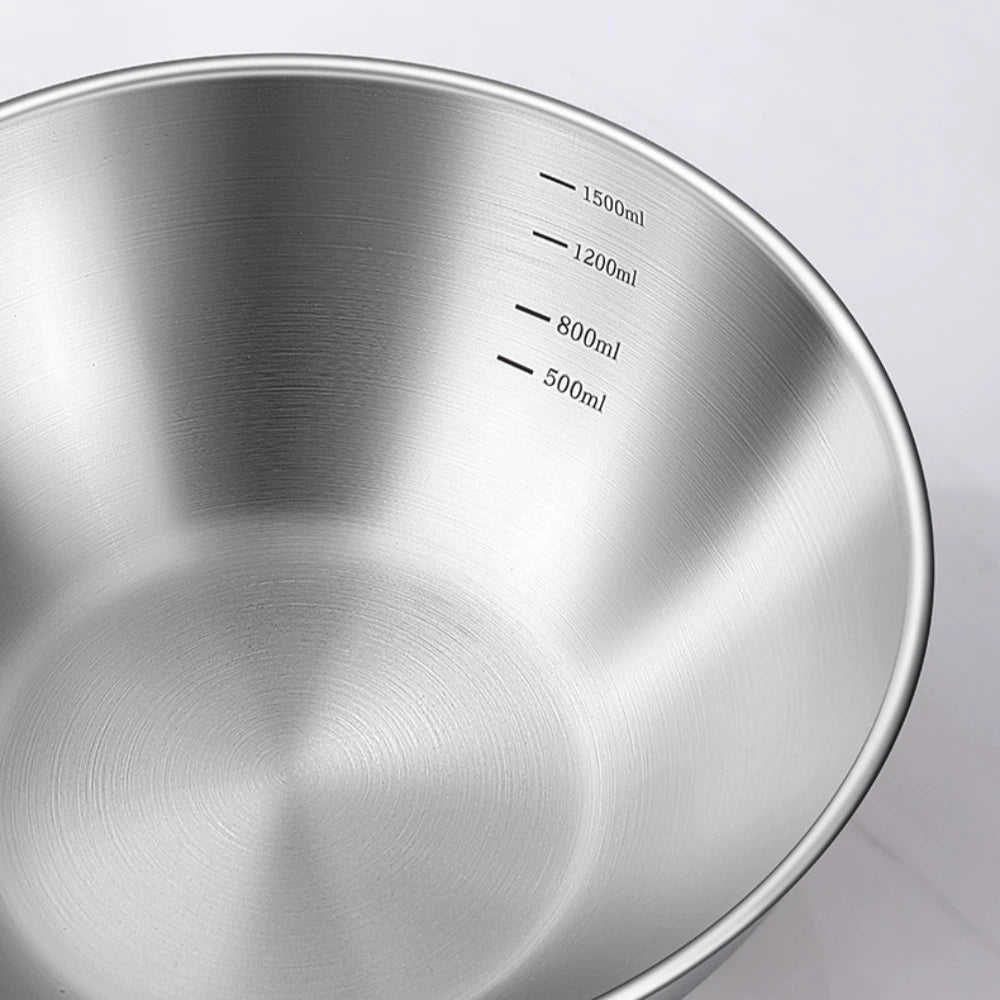 3pcs Stainless Steel Bowl Set with Scale for Cooking Baking Food Storage Large Capacity Mixing Bowls for Home Kitchen Essentials