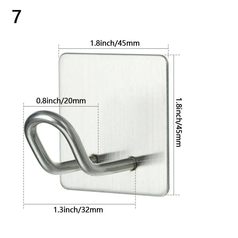 Robe Hook Wall Towel Hook Stainless Steel Coat Hook Rustproof Strong sticky Hook Hanger for Bathroom Kitchen Hardware