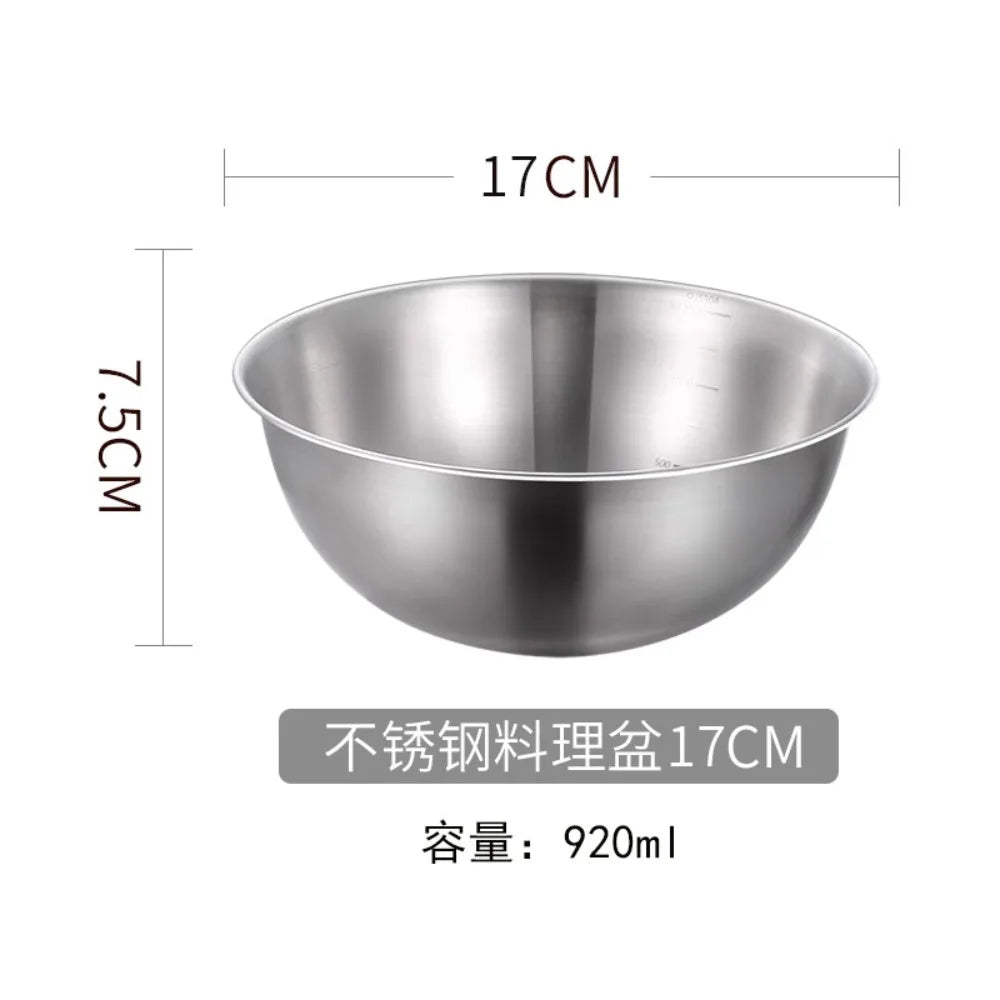 3pcs Stainless Steel Bowl Set with Scale for Cooking Baking Food Storage Large Capacity Mixing Bowls for Home Kitchen Essentials