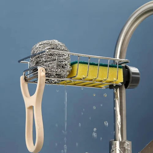 Compact Faucet Sponge & Soap Holder – Space-Saving Sink Organiser