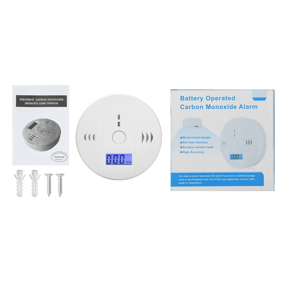 Carbon Monoxide Detector Household Smoke Alarm Gas Leak Detector High Sensitive Warning LCD Display CO Alarm Tester