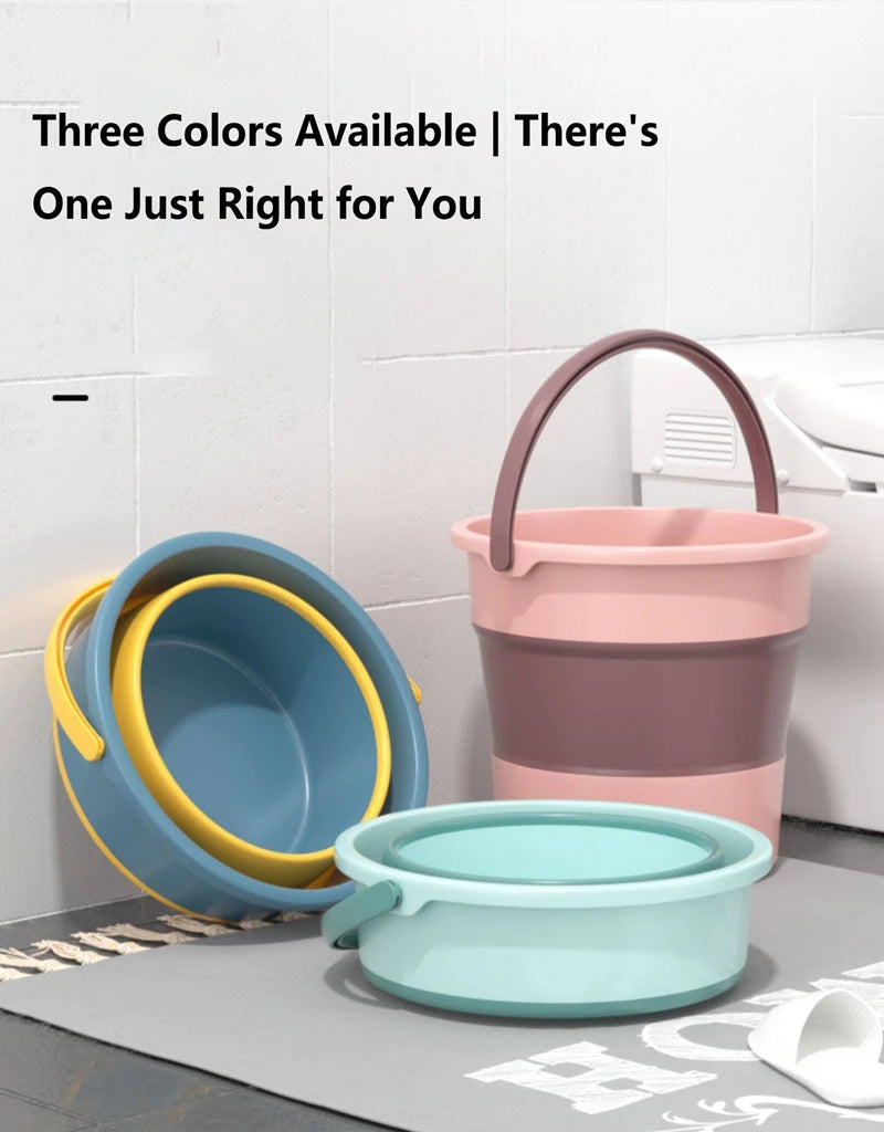5/10/17L Portable Folding Bucket Multifunctional Thickened Silicone Bucket for Car Washing and Fishing Camping Folding Bucket