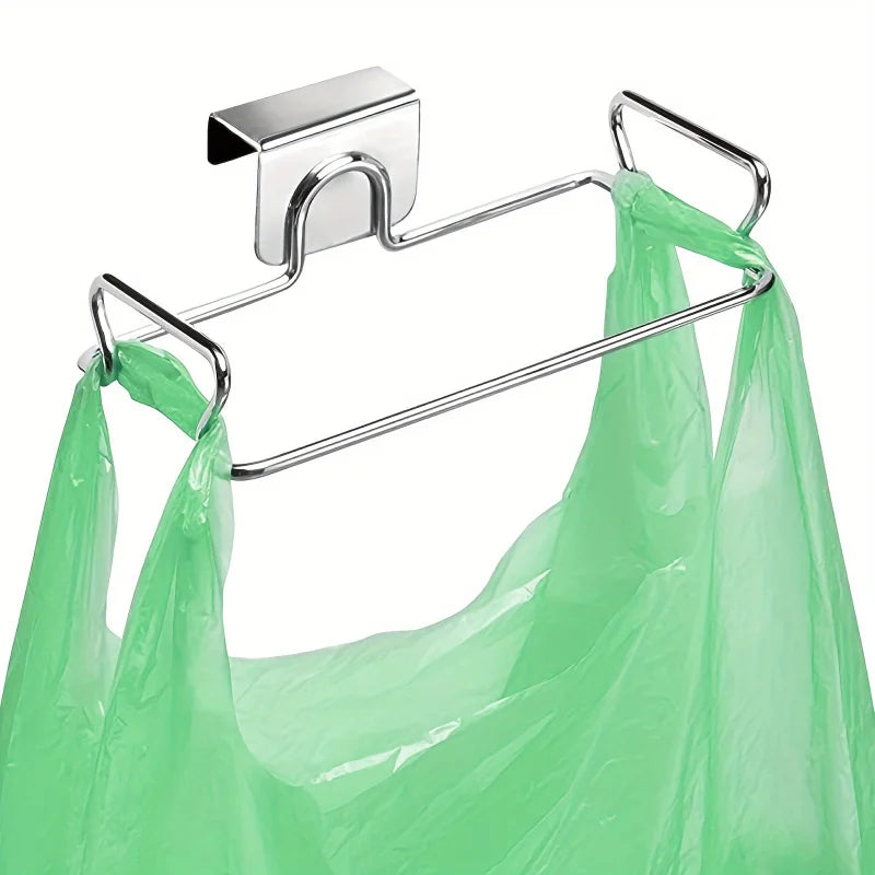 Creative Kitchen Hanging Garbage Bag Rack, Door Back Storage Hook, Kitchen Cabinet, Stainless Steel Garbage Bag Support Rack