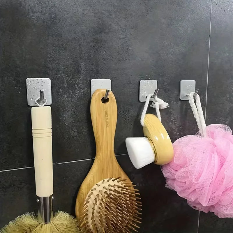 Stainless Steel 3M Self Adhesive Hooks Sticky Wall Door Hook Robe Tea Towel Rustproof Towel Rack, Clothes Coat Hanger