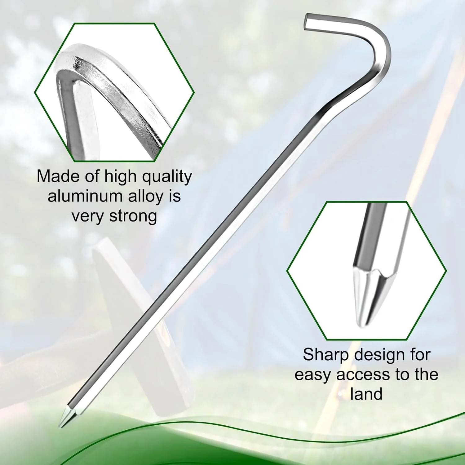 Lightweight Tent Pegs Campsite Ground Nails, 5pc/10pc 18cm Aluminum Alloy Shelter Tent Stakes, Camping Tent Accessories