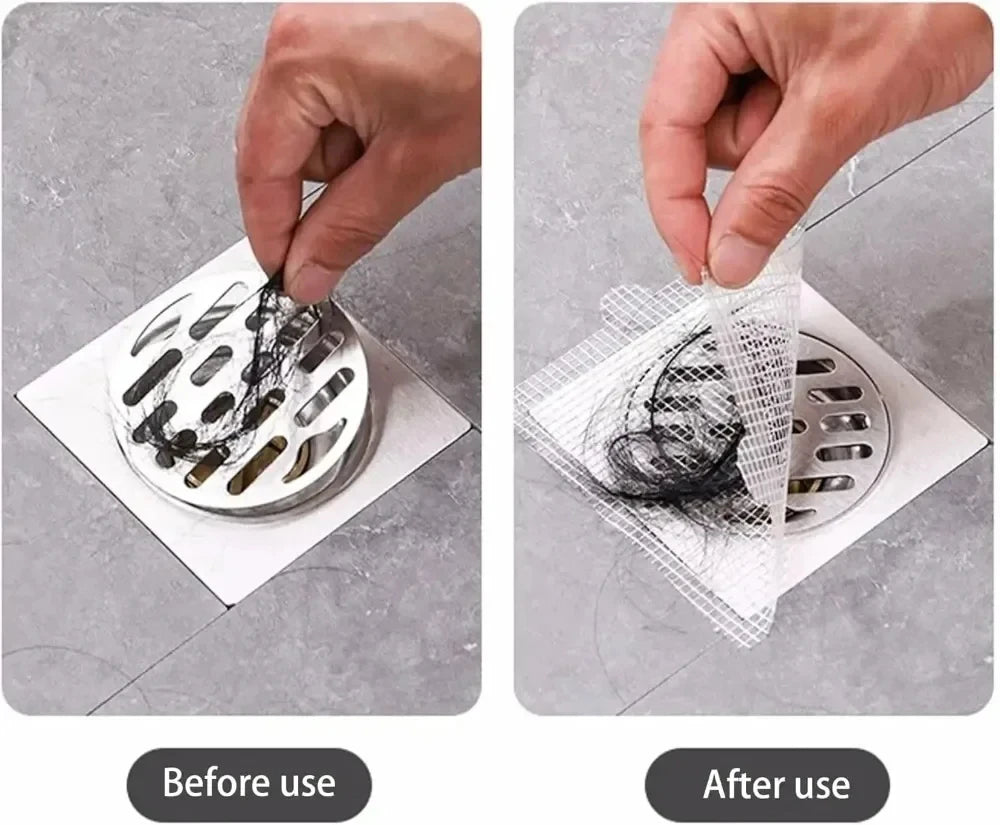 Disposable Shower Drain Hair Catcher – Mesh Filter Stickers|