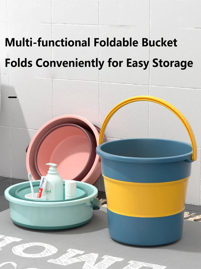5/10/17L Portable Folding Bucket Multifunctional Thickened Silicone Bucket for Car Washing and Fishing Camping Folding Bucket