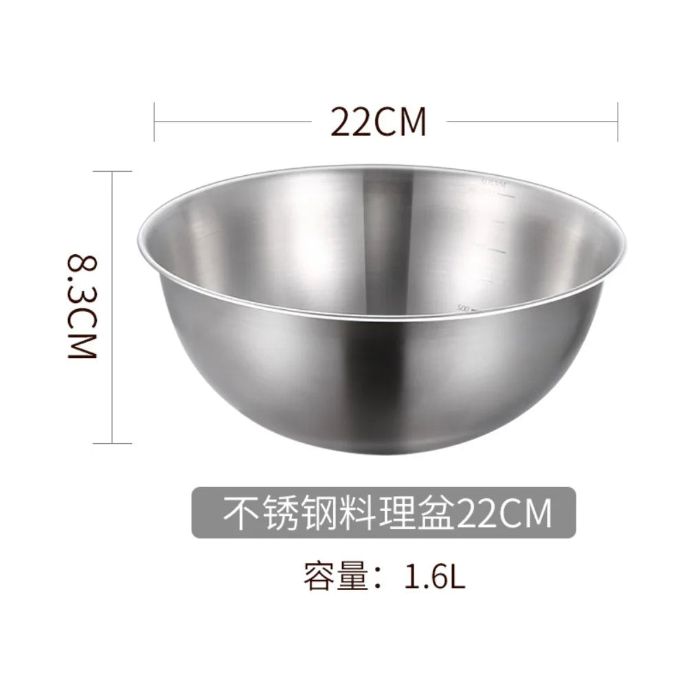 3pcs Stainless Steel Bowl Set with Scale for Cooking Baking Food Storage Large Capacity Mixing Bowls for Home Kitchen Essentials