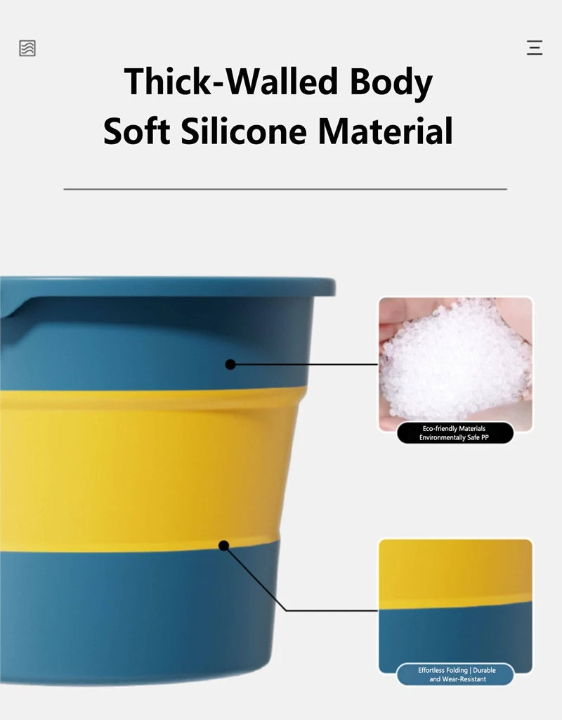5/10/17L Portable Folding Bucket Multifunctional Thickened Silicone Bucket for Car Washing and Fishing Camping Folding Bucket