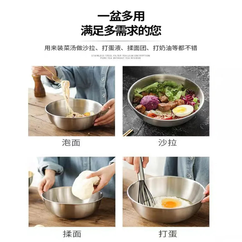 3pcs Stainless Steel Bowl Set with Scale for Cooking Baking Food Storage Large Capacity Mixing Bowls for Home Kitchen Essentials