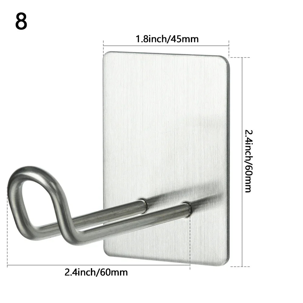 Robe Hook Wall Towel Hook Stainless Steel Coat Hook Rustproof Strong sticky Hook Hanger for Bathroom Kitchen Hardware