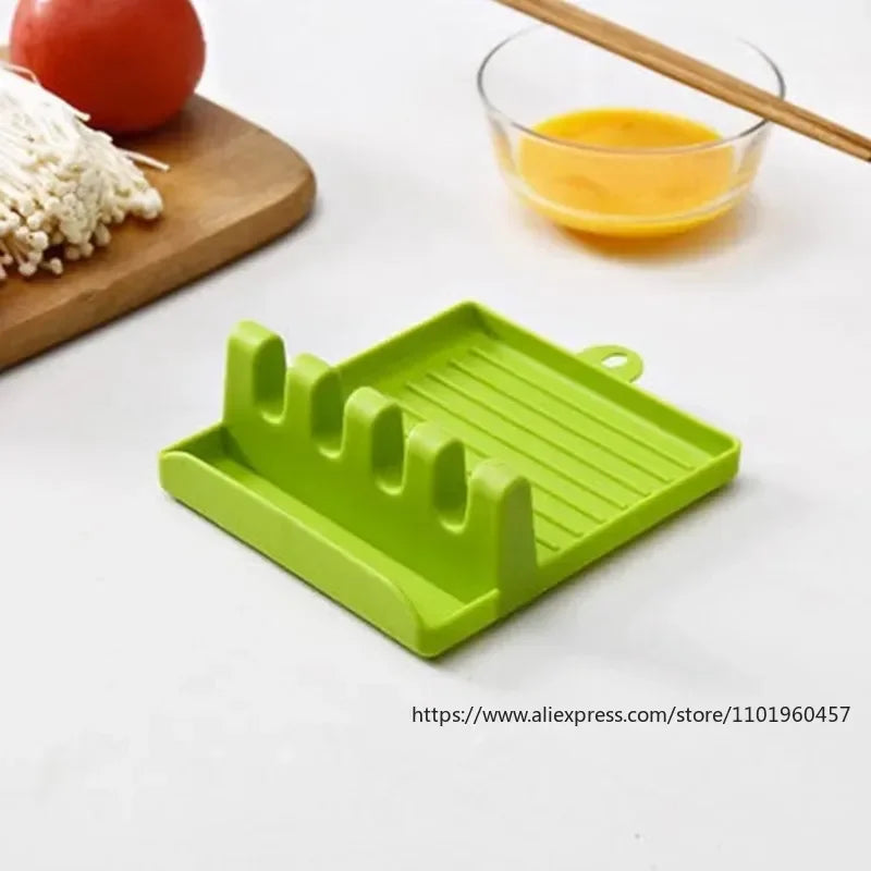Simple Plastic Multi-functional Household Kitchen Spoon Rests Holder Pot Clips Organizer Rack Non-slip Pad for Spatula Pot Lids