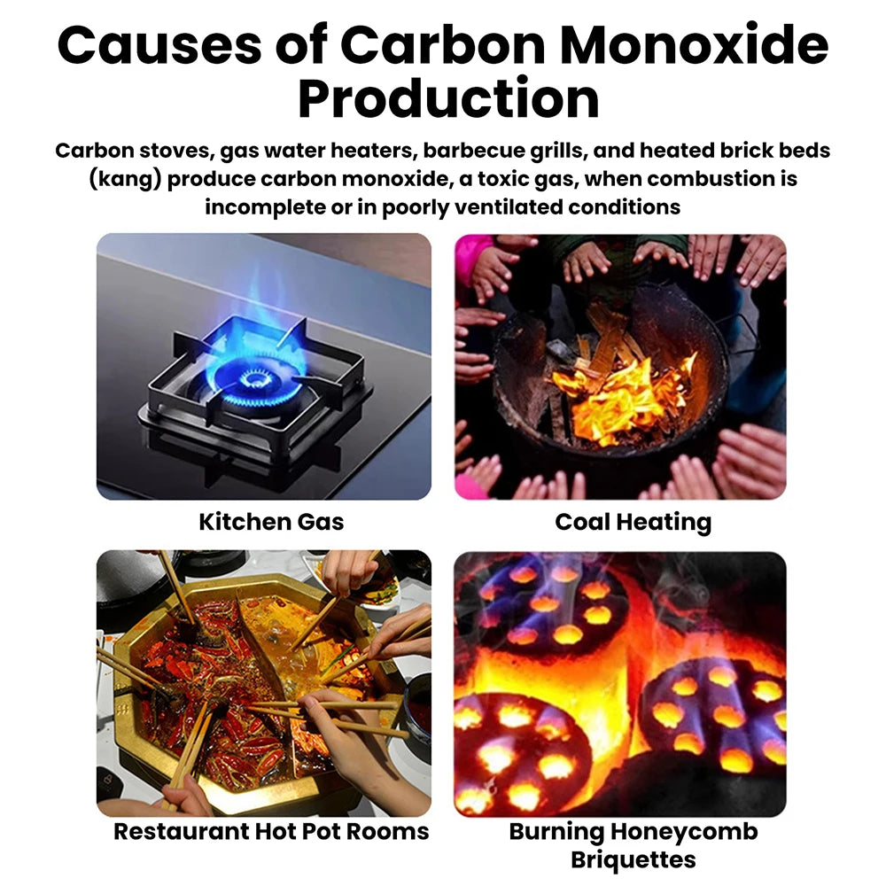 Carbon Monoxide Detector Household Smoke Alarm Gas Leak Detector High Sensitive Warning LCD Display CO Alarm Tester