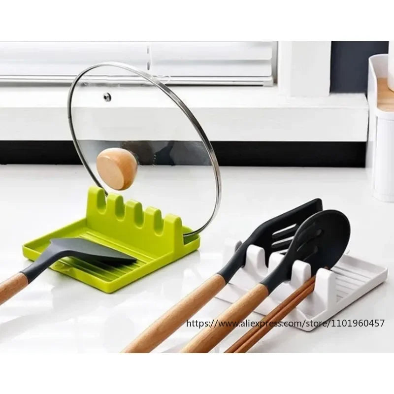 Simple Plastic Multi-functional Household Kitchen Spoon Rests Holder Pot Clips Organizer Rack Non-slip Pad for Spatula Pot Lids