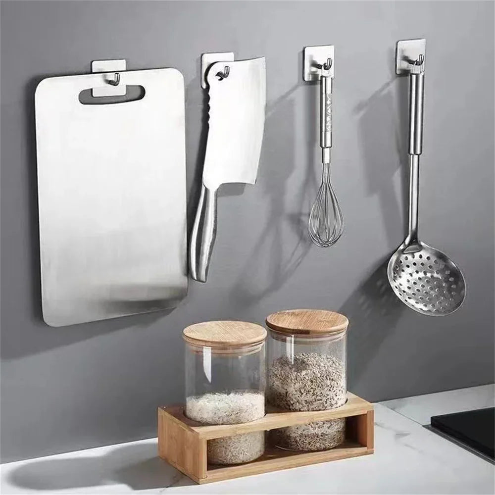 Stainless Steel 3M Self Adhesive Hooks Sticky Wall Door Hook Robe Tea Towel Rustproof Towel Rack, Clothes Coat Hanger