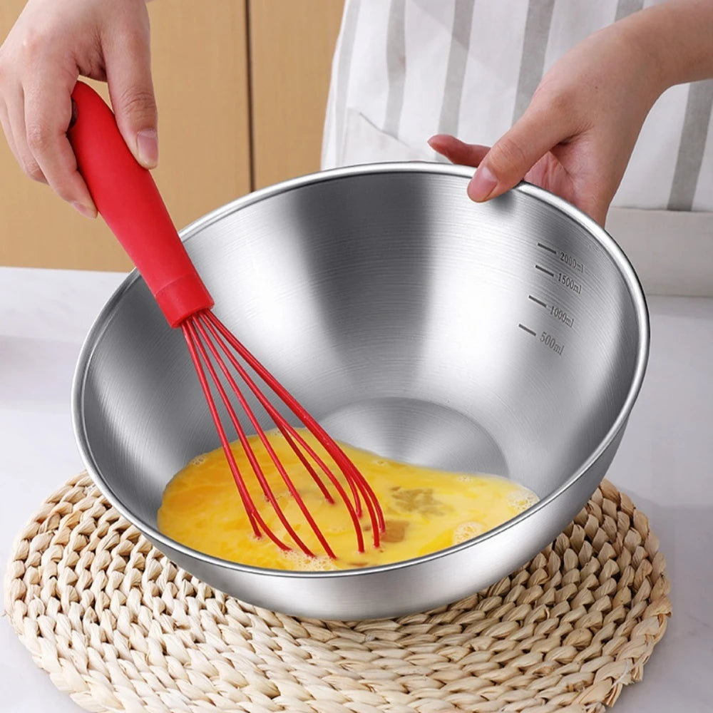 3pcs Stainless Steel Bowl Set with Scale for Cooking Baking Food Storage Large Capacity Mixing Bowls for Home Kitchen Essentials