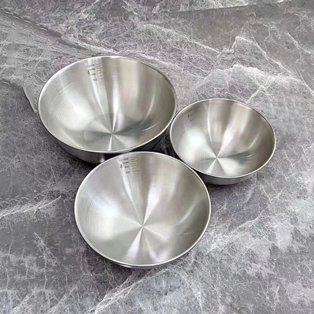 3pcs Stainless Steel Bowl Set with Scale for Cooking Baking Food Storage Large Capacity Mixing Bowls for Home Kitchen Essentials