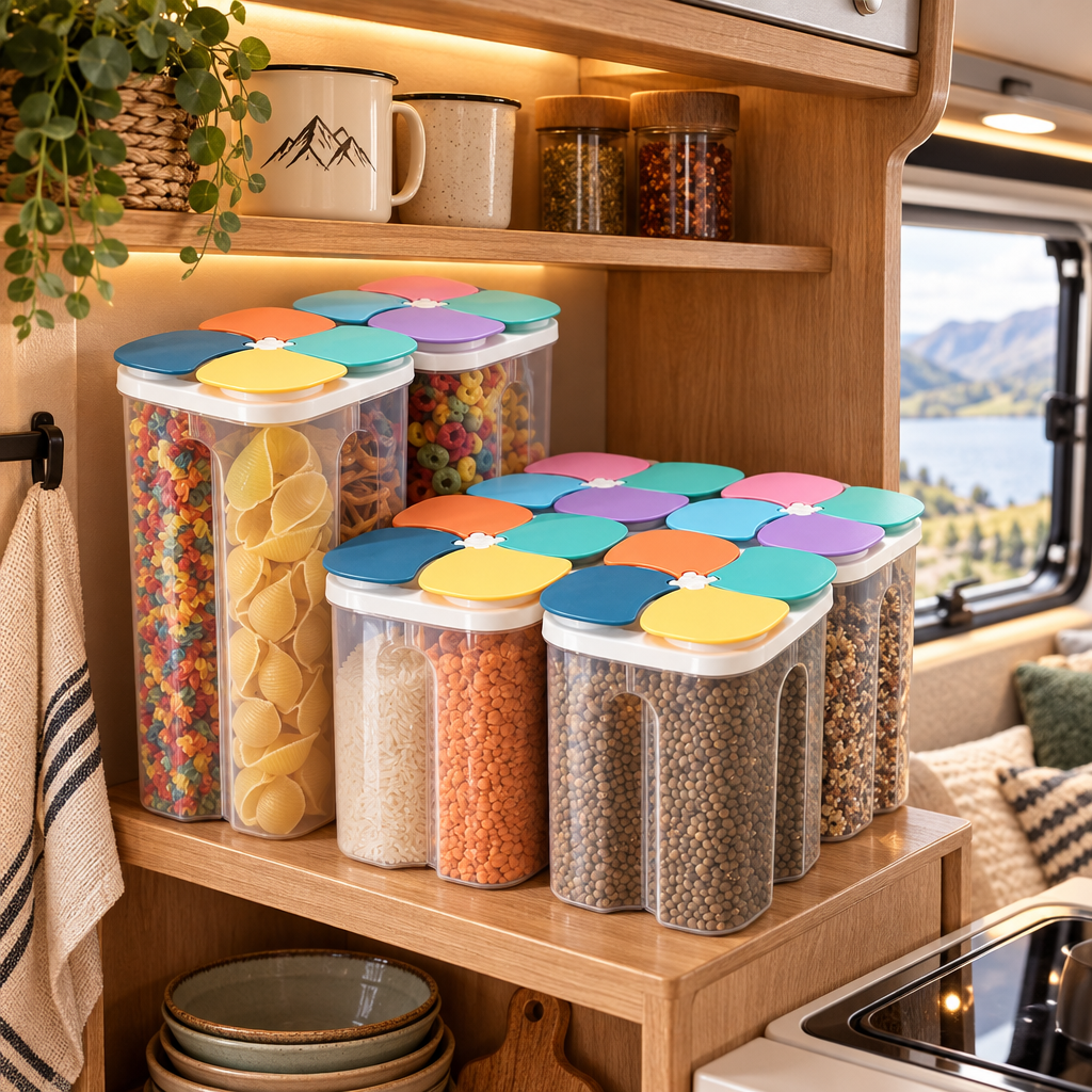 Compact Sealed Food Storage Container | Caravan & Camping Kitchen Organiser