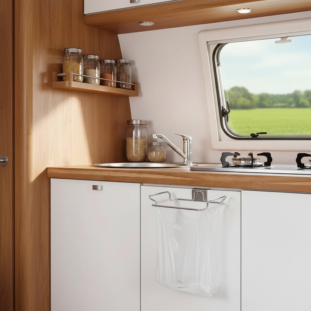Kitchen Hanging Garbage Bag Rack – Stainless Steel Cabinet Hook