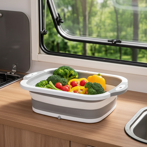 Caravan kitchen forest window